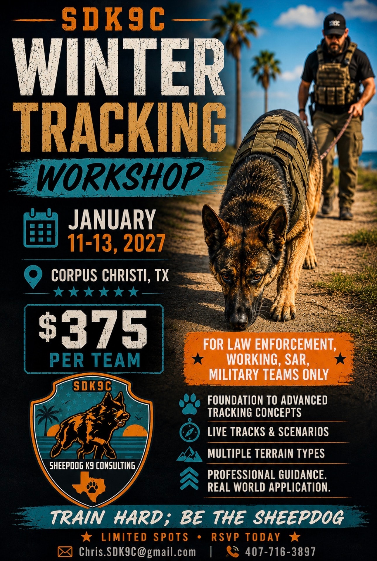 Law Enforcement Winter Tracking Workshop event flyer